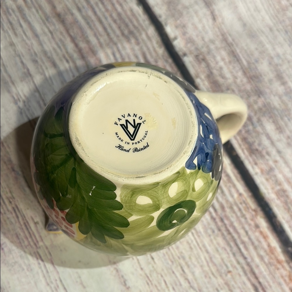 FAVANOL Hand Painted in Portugal Floral Ceramic Serving Bowl & Cream & Sugar Set - Picture 5 of 17